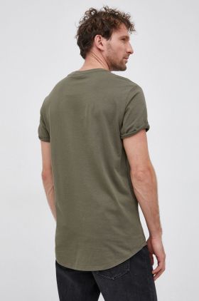 G-Star Raw tricou din bumbac barbati, culoarea verde, neted