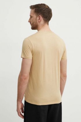 Lacoste tricou din bumbac culoarea maro, uni