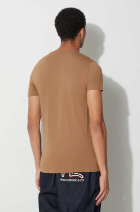 Lacoste tricou din bumbac culoarea maro, uni