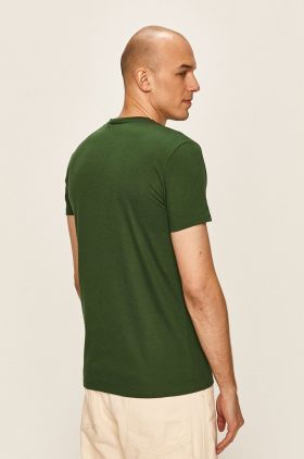 Lacoste tricou din bumbac culoarea maro, uni