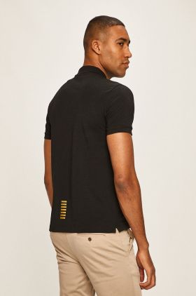 EA7 Emporio Armani tricou polo barbati, culoarea alb, neted