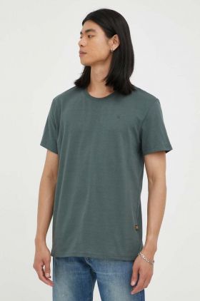 G-Star Raw tricou din bumbac barbati, culoarea verde, neted