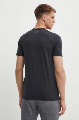 Under Armour tricou barbati, culoarea negru, cu imprimeu