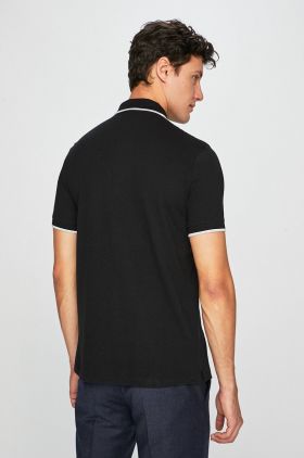 Armani Exchange Polo de bumbac culoarea negru, material neted