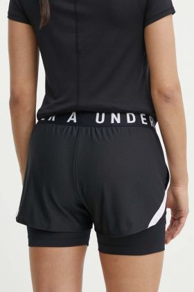 Under Armour pantaloni scurți de antrenament femei, culoarea roz, cu imprimeu, high waist 1351981-662