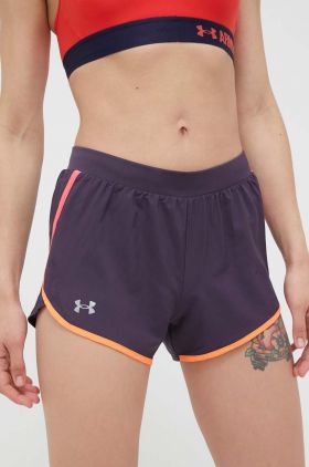 Under Armour pantaloni scurți de alergare Fly-By 2.0 culoarea gri, neted, medium waist