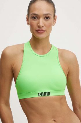 Puma sutien de baie culoarea verde, cupa usor rigidizata 907692