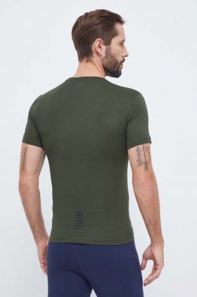 EA7 Emporio Armani tricou din bumbac culoarea verde, cu imprimeu