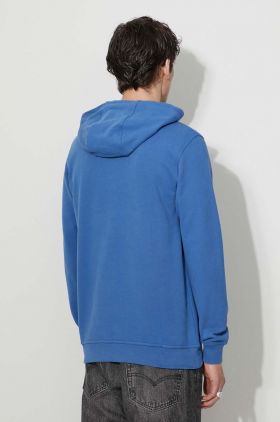 Helly Hansen hanorac de bumbac HH LOGO HOODIE bărbați, culoarea gri, cu glugă, cu imprimeu  33977