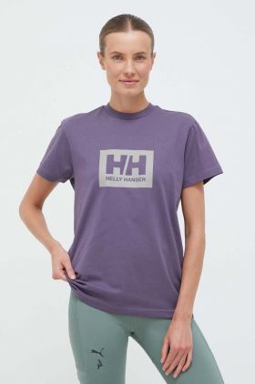 Helly Hansen tricou din bumbac culoarea alb, cu imprimeu 53285-096