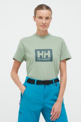 Helly Hansen tricou din bumbac culoarea alb, cu imprimeu 53285-096