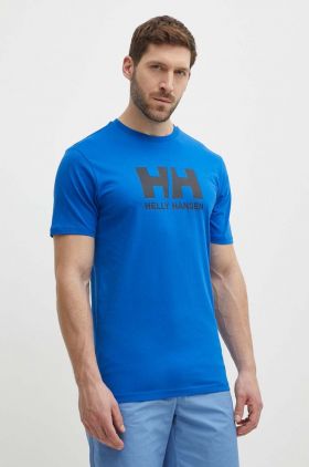 Helly Hansen tricou din bumbac barbati, culoarea alb, cu imprimeu