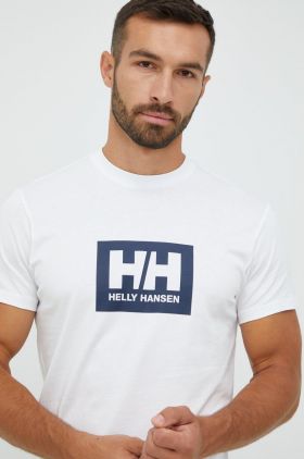 Helly Hansen tricou din bumbac culoarea alb, cu imprimeu 53285-096