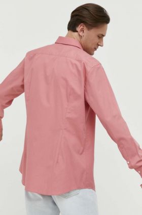 HUGO cămașă bărbați, culoarea roz, cu guler clasic, slim 50289499