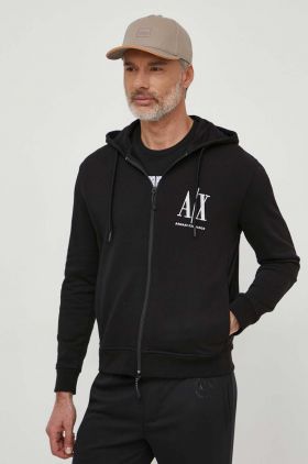 Armani Exchange Hanorac de bumbac bărbați, culoarea negru, material neted