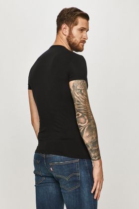 Armani Exchange tricou 2-pack barbati, culoarea negru, neted