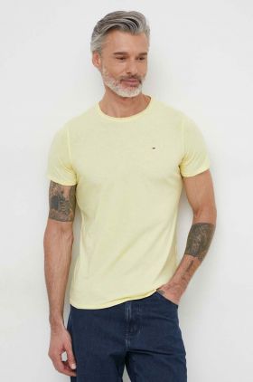 Tommy Jeans tricou bărbați, culoarea verde, uni DM0DM09586