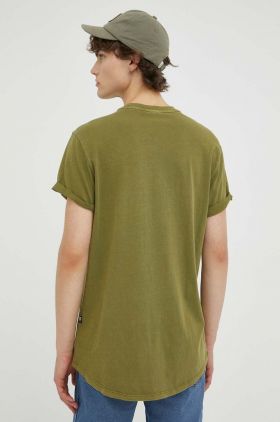 G-Star Raw tricou din bumbac culoarea verde, neted