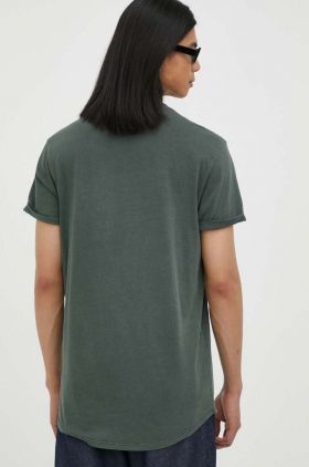 G-Star Raw tricou din bumbac culoarea verde, neted