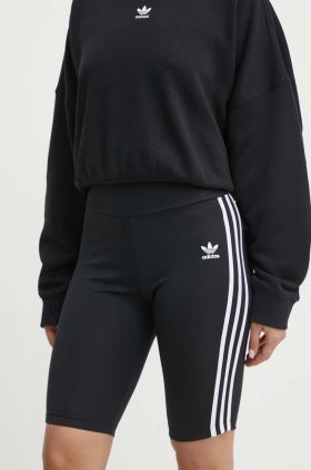 adidas Originals pantaloni scurti femei, culoarea negru, neted, medium waist