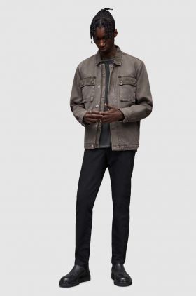 AllSaints pantaloni barbati, culoarea bordo, cu fason chinos