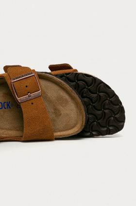 Birkenstock papuci din piele Arizona 1009527-Mink