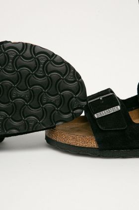 Birkenstock papuci din piele Arizona bărbați, culoarea negru