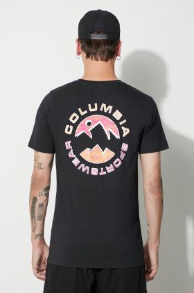 Columbia tricou din bumbac Rapid Ridge bărbați, culoarea roșu, cu imprimeu 1934824