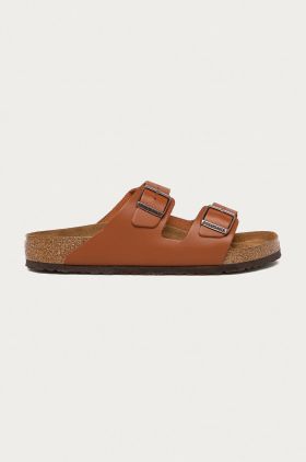 Birkenstock slapi de piele Arizona barbati, culoarea maro