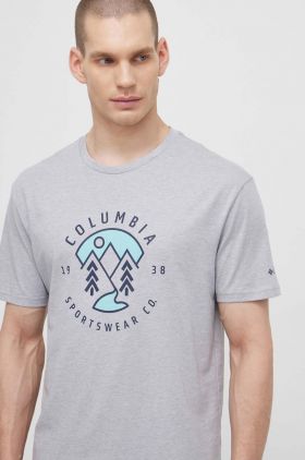 Columbia tricou din bumbac Rapid Ridge bărbați, culoarea gri, cu imprimeu 1888813