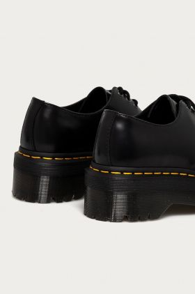 Dr. Martens pantofi de piele 1461 Quad femei, culoarea negru, cu platformă 25567001