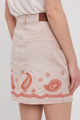 Desigual Fustă jeans culoarea roz,