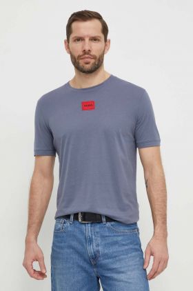 HUGO tricou din bumbac bărbați, culoarea gri, cu imprimeu 50447978