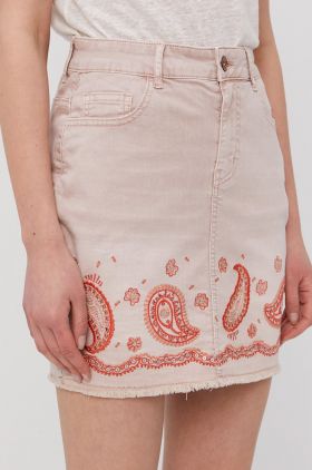 Desigual Fustă jeans culoarea roz,