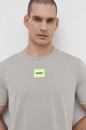 HUGO tricou din bumbac bărbați, culoarea gri, cu imprimeu 50447978