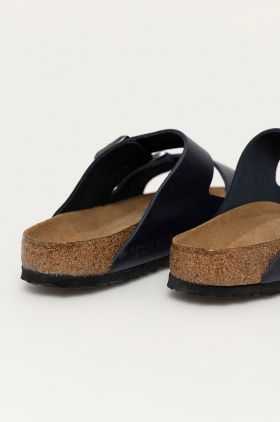 Birkenstock Șlapi de piele bărbați, culoarea albastru marin