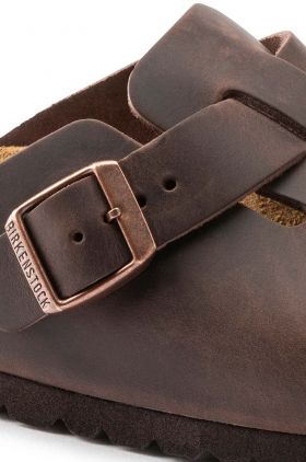 Birkenstock șlapi de piele Boston SFB bărbați, culoarea maro, 860131