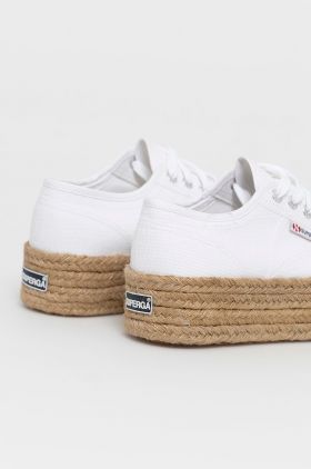 Superga Espadrile culoarea alb, cu platformă