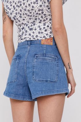 Pepe Jeans Pantaloni scurți ADELINE femei, material neted, high waist