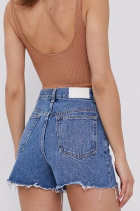 The Kooples Pantaloni scurți jeans femei, material neted, high waist