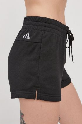 Adidas Pantaloni scurți GM5524 femei, culoarea negru, cu imprimeu, medium waist