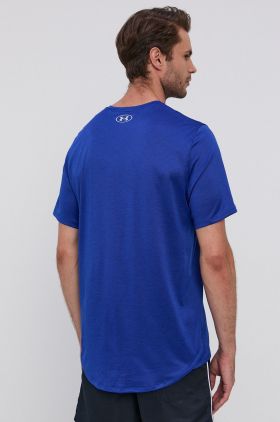 Under Armour tricou 1361426 bărbați, culoarea albastru marin, material neted 1361426-600