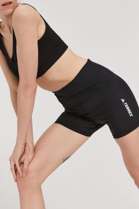 Adidas Performance Pantaloni scurți GQ1369 femei, culoarea negru, cu imprimeu, high waist