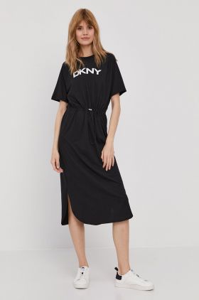 Dkny Rochie culoarea negru, midi, model drept