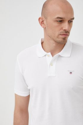 Gant polo de bumbac culoarea alb, neted