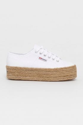 Superga Espadrile culoarea alb, cu platformă