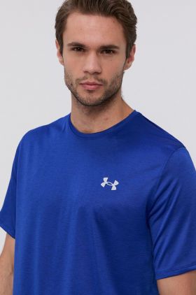 Under Armour tricou 1361426 bărbați, culoarea albastru marin, material neted 1361426-600