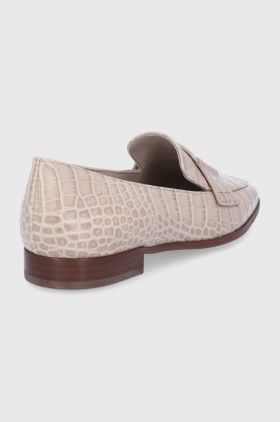 Tory Burch Mocasini de piele femei, culoarea bej, cu toc plat