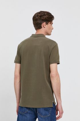 Pepe Jeans Tricou Polo bărbați, culoarea verde, material neted