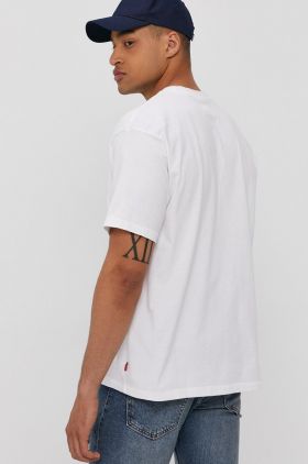 Levi's Tricou bărbați, culoarea alb, material neted